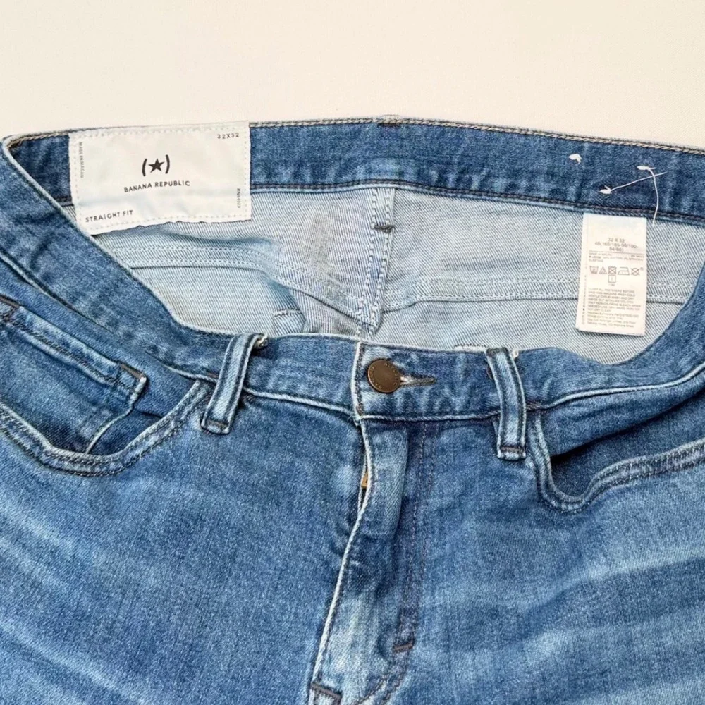 Banana Republic Straight Fit Jeans Mens 32x32 Medium Wash Blue Stretch Denim